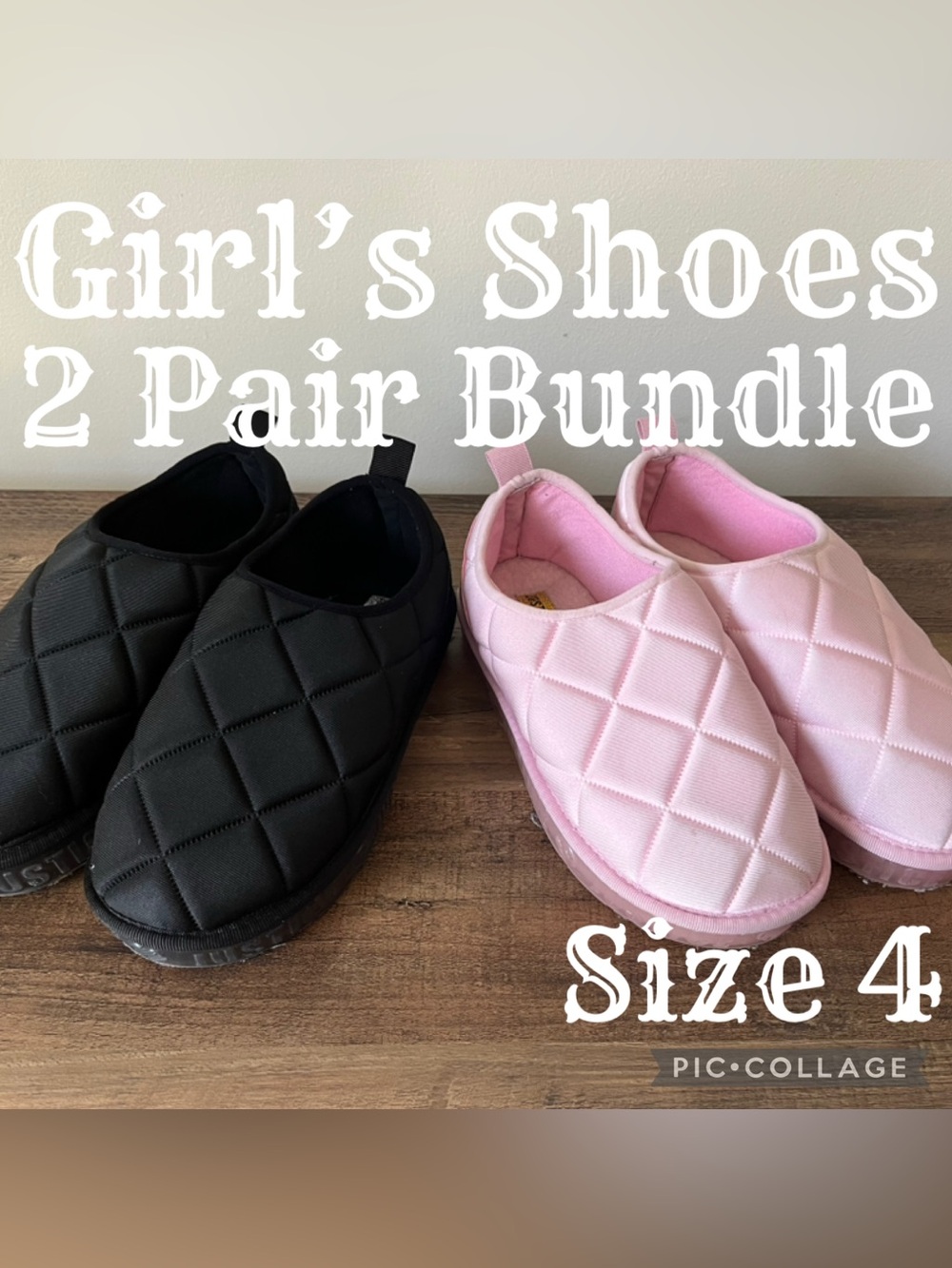 Girls Shoes Justice Girls Quilted Platform Clogs 2 Pair Bundle size 4